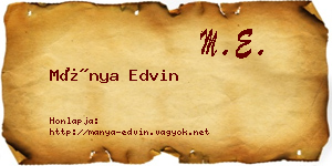 Mánya Edvin névjegykártya